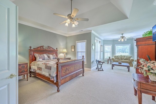 109 Waveney Cir, Goose Creek, SC 29445 - bedroom featuring light colored carpet, ornamental molding, and ceiling fan
