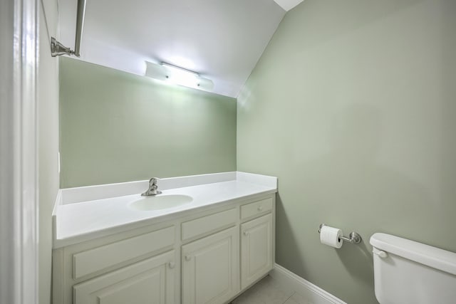 109 Waveney Cir, Goose Creek, SC 29445 - half bath featuring vanity, tile patterned flooring, and lofted ceiling