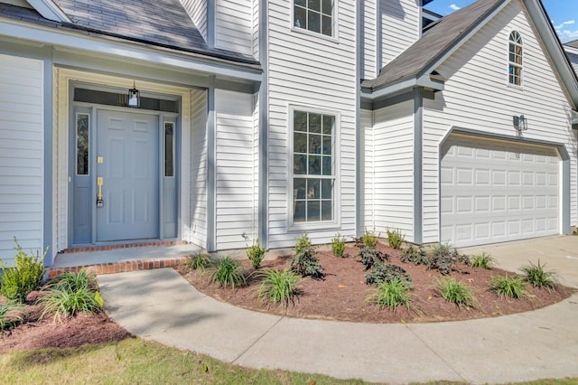 entrance to property with a garage