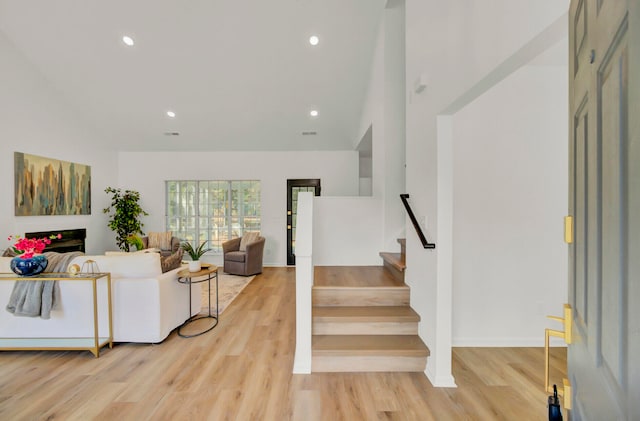 living room with light wood-type flooring