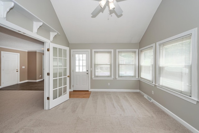102 Six Point Ct, Goose Creek, SC 29445 - carpeted empty room with lofted ceiling, ceiling fan, and baseboards