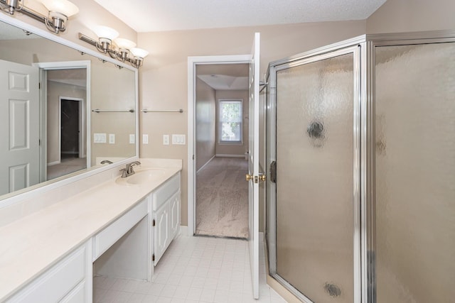 102 Six Point Ct, Goose Creek, SC 29445 - bathroom featuring a stall shower, tile patterned flooring, and vanity