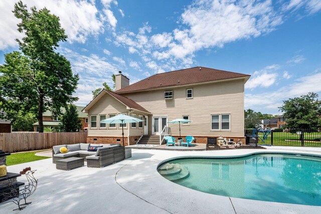 102 Six Point Ct, Goose Creek, SC 29445 - view of swimming pool with outdoor lounge area, a patio area, a fenced backyard, and entry steps