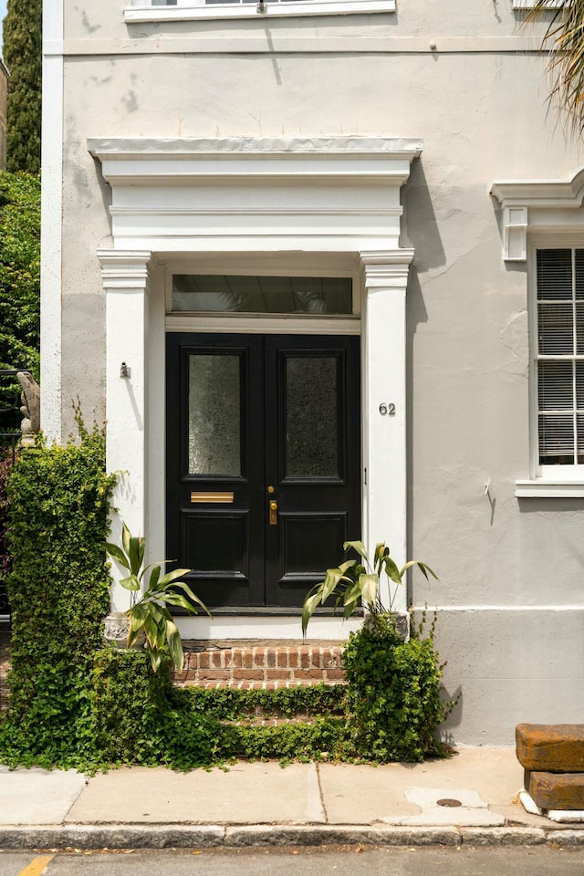 property entrance with french doors