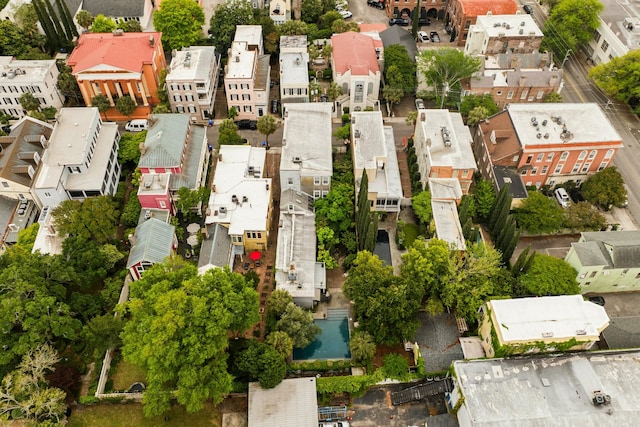 birds eye view of property with a residential view