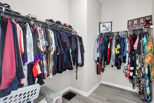 walk in closet featuring wood-type flooring