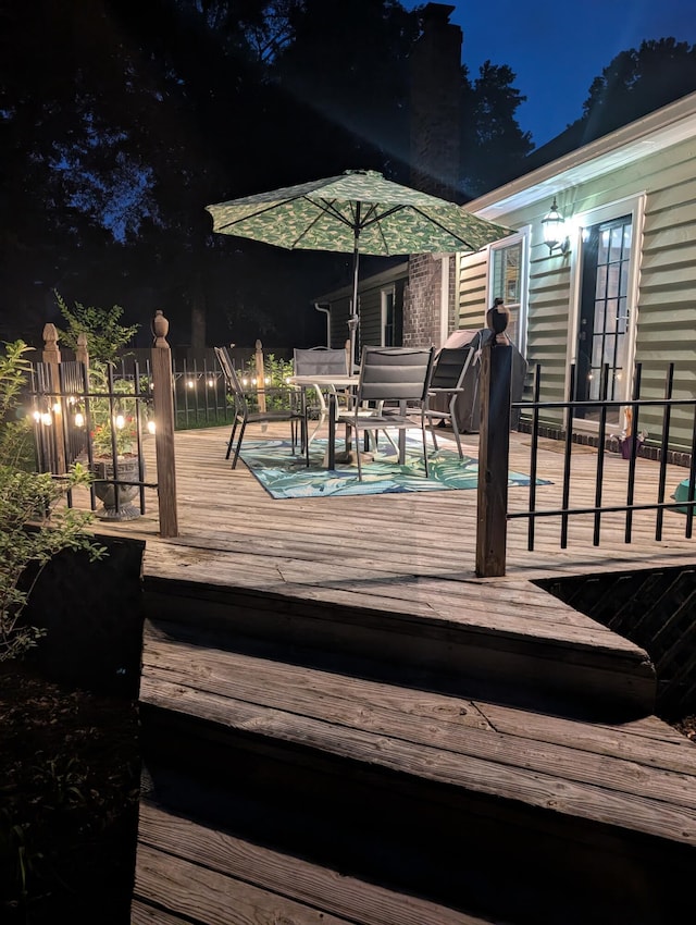 189 Fox Chase Dr, Goose Creek, SC 29445 - deck at twilight featuring outdoor dining area