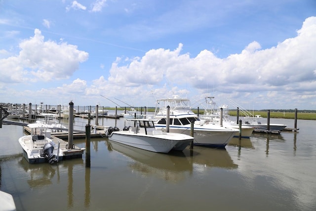 view of dock featuring a water view