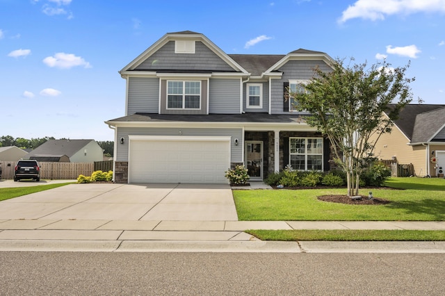 9009 Chato Ct, Summerville, SC 29483 - craftsman inspired home with concrete driveway, stone siding, and an attached garage