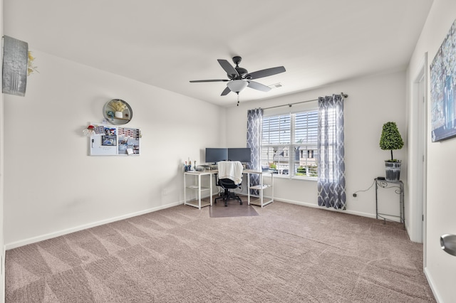 9009 Chato Ct, Summerville, SC 29483 - carpeted office featuring a ceiling fan and baseboards
