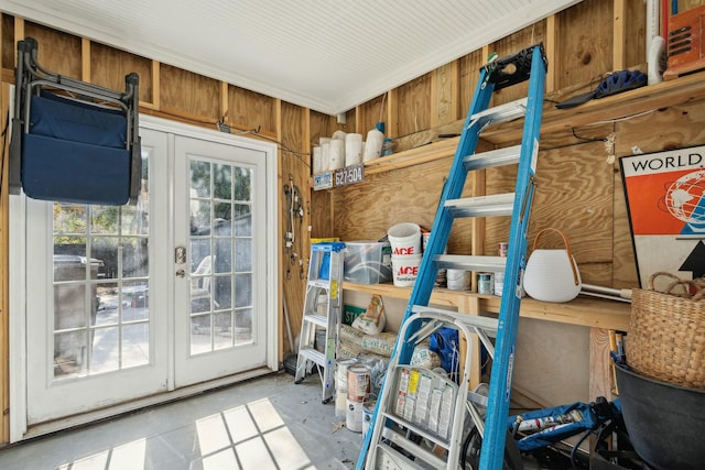 storage room with french doors