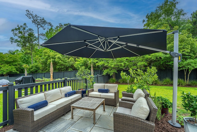 view of patio / terrace featuring an outdoor living space