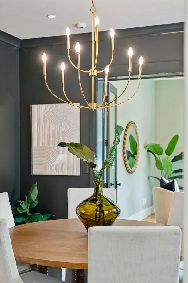 interior space featuring an inviting chandelier