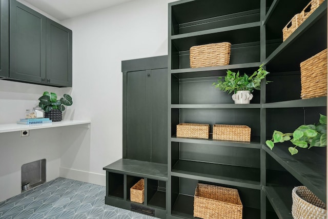 mudroom with baseboards
