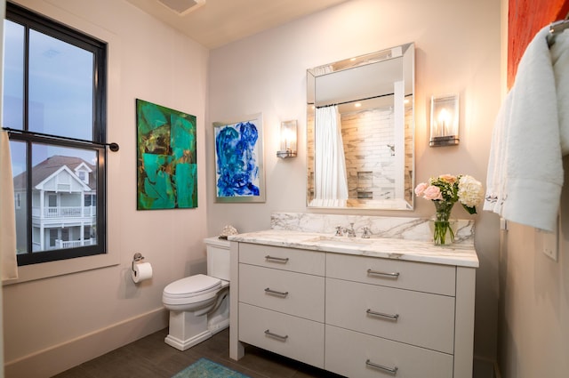 1646 Marsh Harbor Ln, Mount Pleasant, SC 29464 - bathroom featuring vanity, a shower with curtain, and wood finished floors