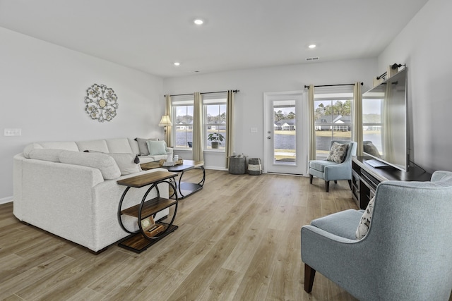 living room featuring light hardwood / wood-style floors