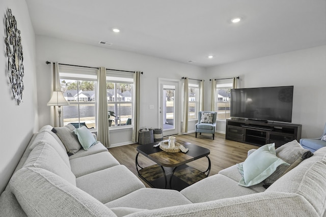 living room featuring hardwood / wood-style flooring