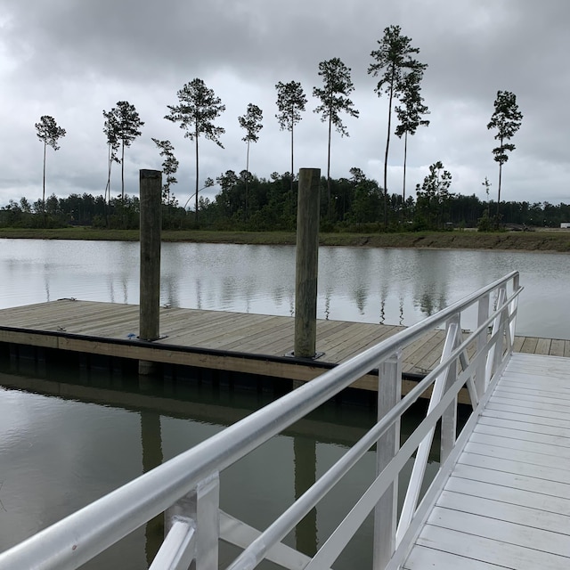 dock area featuring a water view