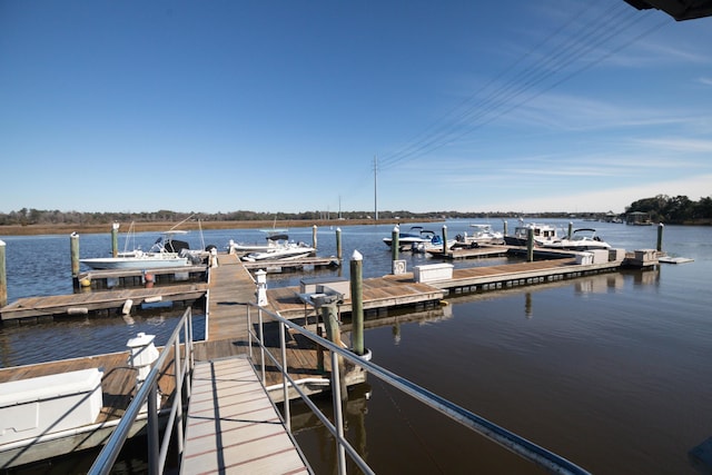 dock area with a water view