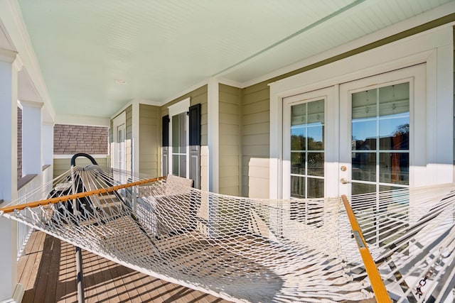 wooden deck with french doors