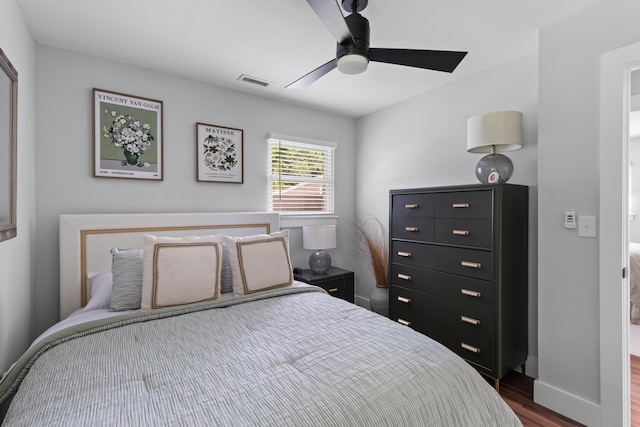 1990 Butternut St, Charleston, SC 29414 - bedroom with dark wood-style floors and ceiling fan
