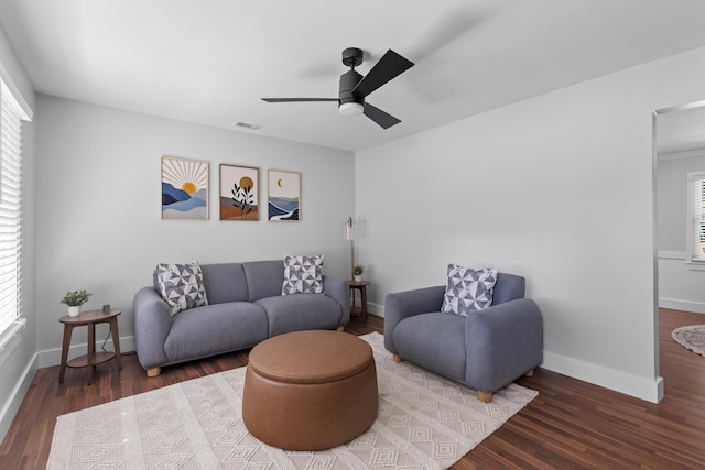 1990 Butternut St, Charleston, SC 29414 - living room featuring a ceiling fan and wood finished floors