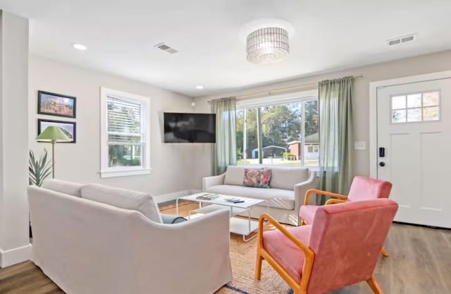 living room featuring hardwood / wood-style floors