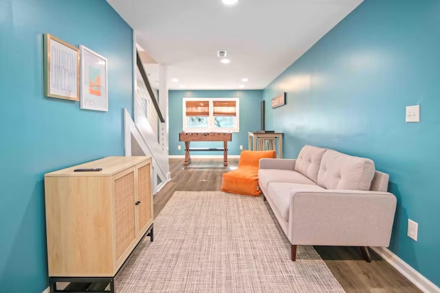 living area featuring light hardwood / wood-style floors