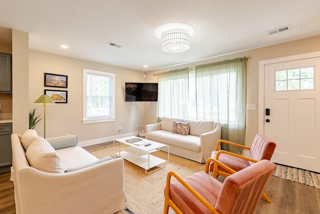 living room featuring hardwood / wood-style flooring