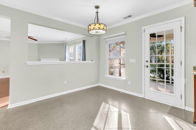 319 Deep River Rd, Summerville, SC 29486 - interior space featuring ceiling fan and crown molding