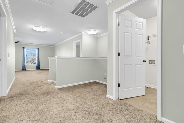 319 Deep River Rd, Summerville, SC 29486 - hallway featuring light colored carpet and crown molding