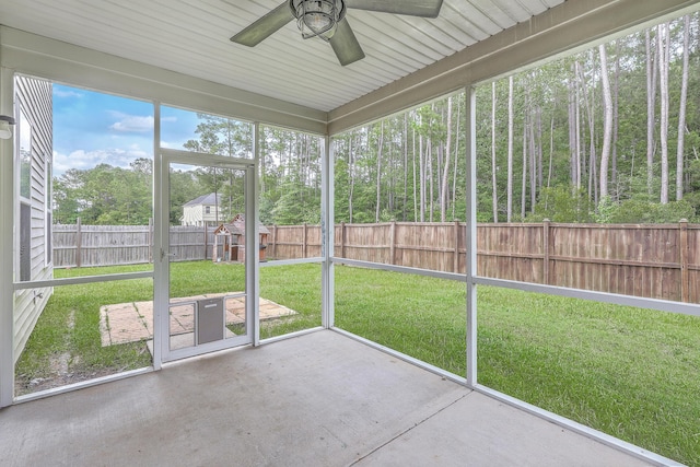 1350 Wild Goose Trl, Summerville, SC 29483 - unfurnished sunroom with ceiling fan