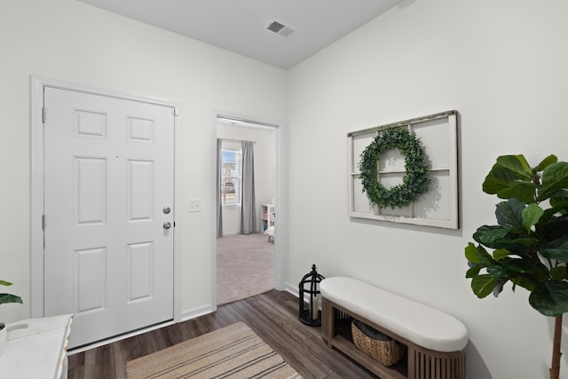 foyer featuring dark hardwood / wood-style floors