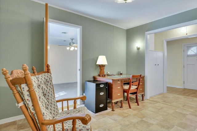 dining room with ornamental molding