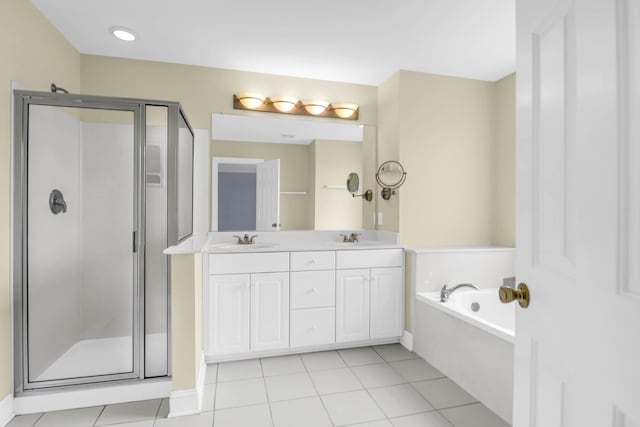 1025 Mathis Ferry Rd, Mount Pleasant, SC 29464 - full bath featuring a stall shower, double vanity, a bath, and tile patterned floors