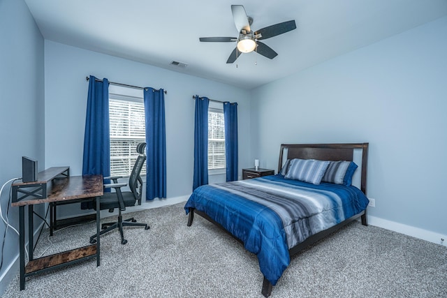 414 Hamlet Cir, Goose Creek, SC 29445 - carpeted bedroom with an office area, baseboards, and ceiling fan