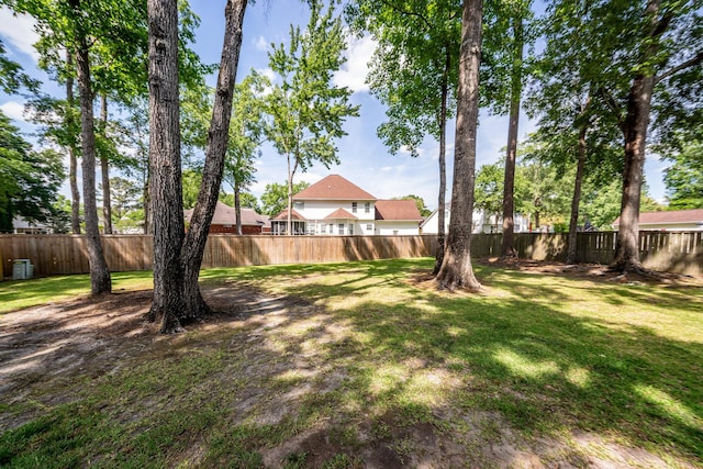 view of yard featuring a fenced backyard