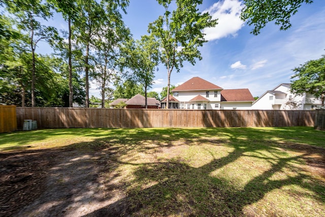 view of yard with a fenced backyard