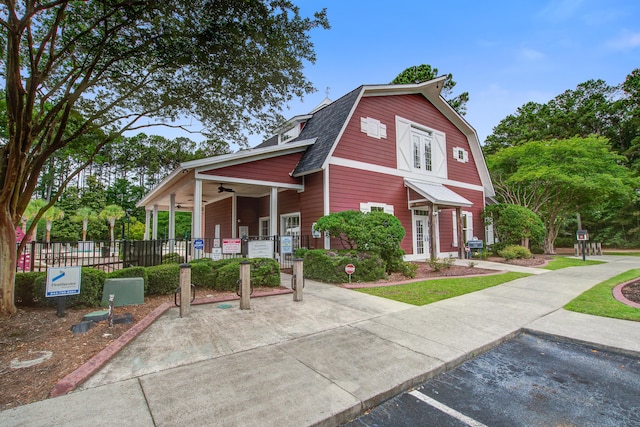 4818 Buttercup Way, Summerville, SC 29485 - dutch colonial with a gambrel roof, a ceiling fan, and roof with shingles
