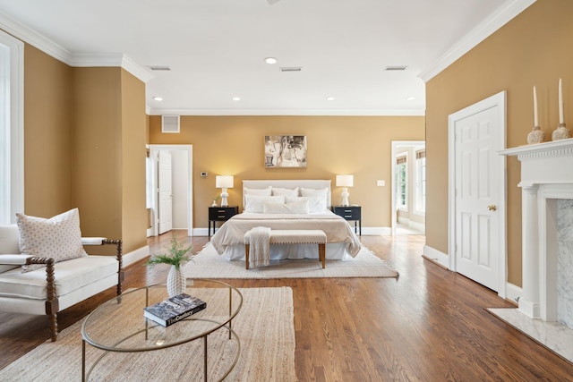 2 Bedons Aly, Charleston, SC 29401 - bedroom featuring ornamental molding, wood finished floors, and recessed lighting