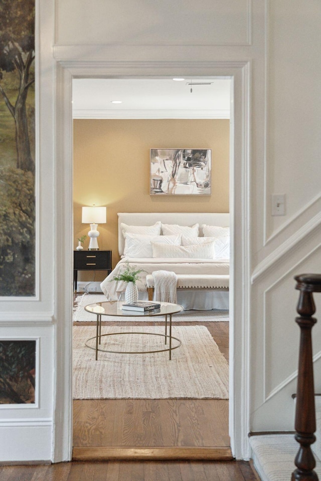 2 Bedons Aly, Charleston, SC 29401 - bedroom with wood finished floors and crown molding