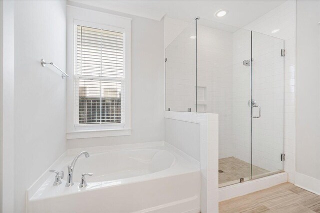 113 Grimball St, Summerville, SC 29486 - bathroom featuring a garden tub, a stall shower, and recessed lighting