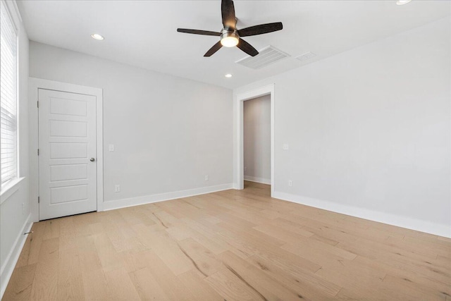 113 Grimball St, Summerville, SC 29486 - unfurnished room with light wood-style floors, ceiling fan, recessed lighting, and baseboards