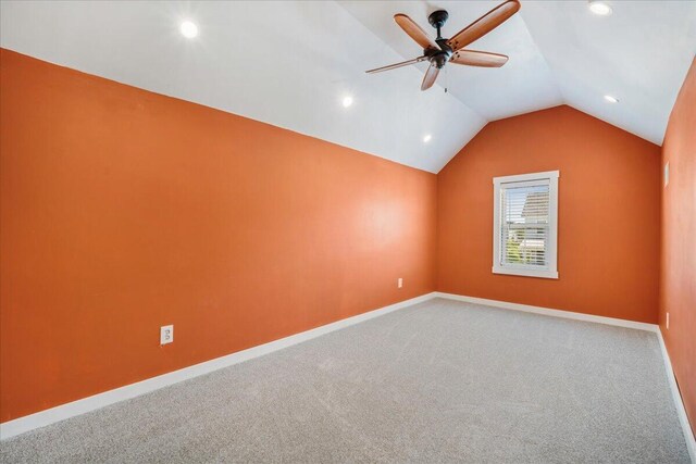 113 Grimball St, Summerville, SC 29486 - additional living space featuring vaulted ceiling, a ceiling fan, carpet, baseboards, and recessed lighting