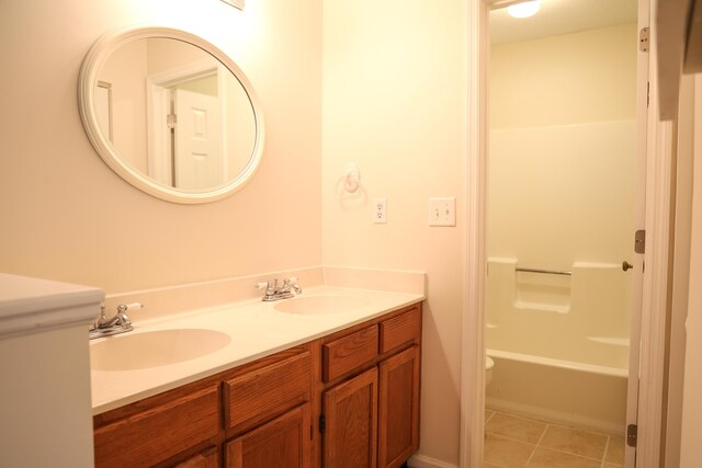 403 Sunny Side Way, Summerville, SC 29485 - full bathroom featuring double vanity, tile patterned flooring, toilet, and shower / washtub combination