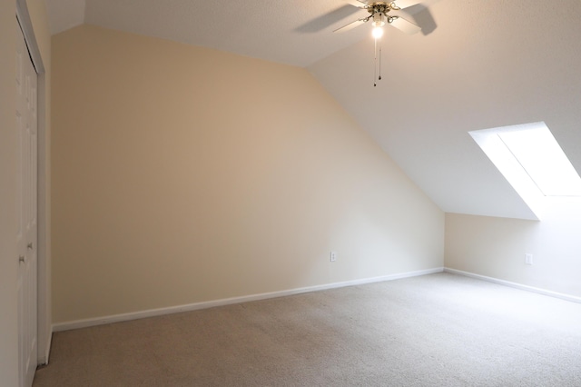 403 Sunny Side Way, Summerville, SC 29485 - bonus room featuring lofted ceiling, a skylight, light colored carpet, ceiling fan, and baseboards