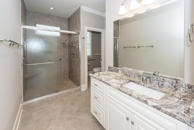 287 Commonwealth Rd, Mount Pleasant, SC 29466 - full bathroom featuring vanity, toilet, tile patterned floors, recessed lighting, and a stall shower