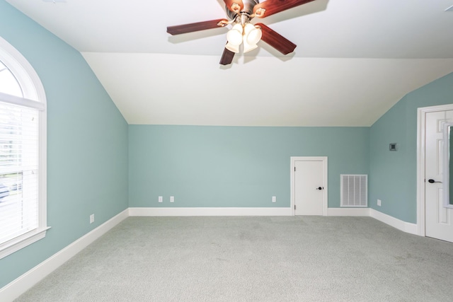 287 Commonwealth Rd, Mount Pleasant, SC 29466 - bonus room featuring visible vents, baseboards, carpet, and lofted ceiling
