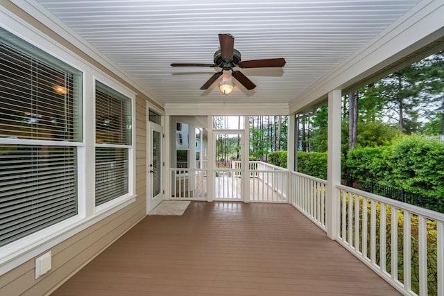 287 Commonwealth Rd, Mount Pleasant, SC 29466 - wooden terrace featuring a ceiling fan and covered porch