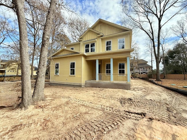 view of front of home featuring covered porch